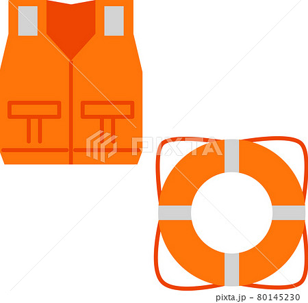 ライフジャケットと救命浮き輪のイラスト素材