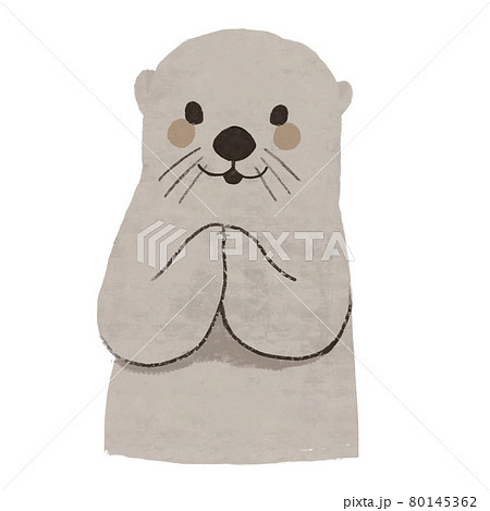 otter drawing holding hands