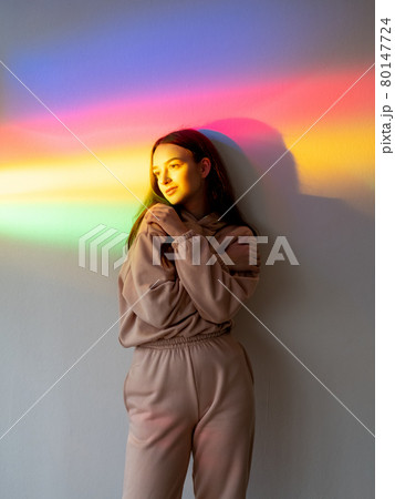 Color light people self love girl rainbow neon 80147724