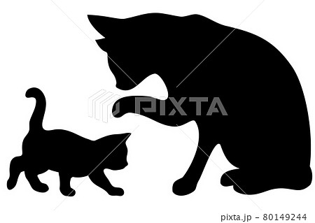 2匹の猫のシルエットのイラスト 80149244