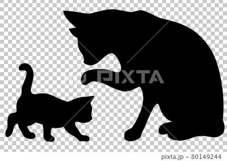 2匹の猫のシルエットのイラスト 80149244