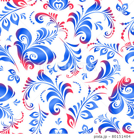 Gzhel, Russian folk painting, seamless pattern. Ornament. 80151404