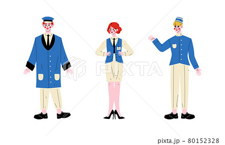 Hotel Staff Character in Uniform with Doorman and Concierge Vector Set 80152328
