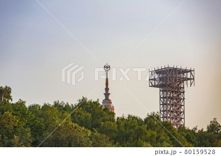 Spire of the main building of Moscow State University. Russia 80159528