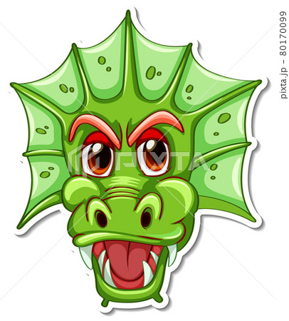 Face of green dragon cartoon character sticker Face of green dragon cartoon character sticker 80170099