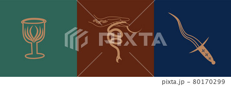 palmistry, crystal ball, ouija planchette. Witch and magic symbols, monochrome illustration palmistry, crystal ball, ouija planchette. Witch and magic symbols, monochrome illustration 80170299