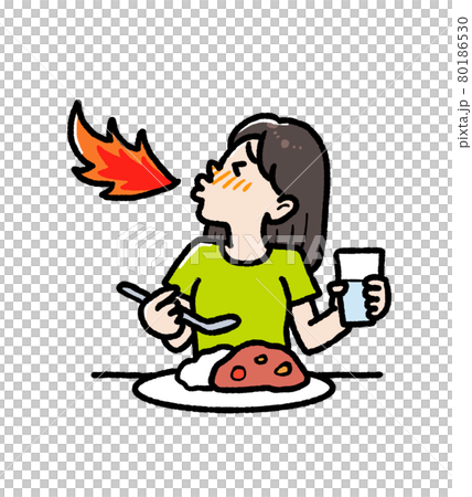 Illustration of eating spicy curry Illustration of eating spicy curry 80186530
