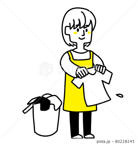 洗濯物を干している主婦のイラストのイラスト素材 洗濯物を干している主婦のイラストのイラスト素材