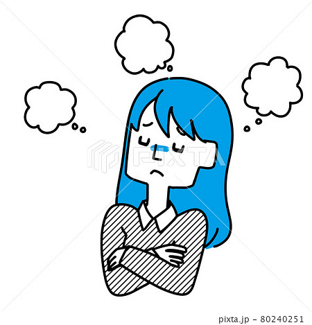 あれこれ考えてしまう女性のイラスト 80240251
