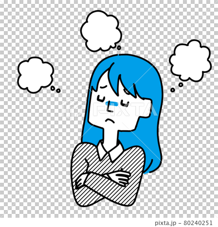 あれこれ考えてしまう女性のイラスト 80240251