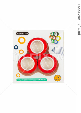 Moscow, Russia - 10/07/2020: Spinner in box magnetic rings toy for children 8 + 80245591