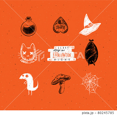 Halloween scary elements orange 80245785