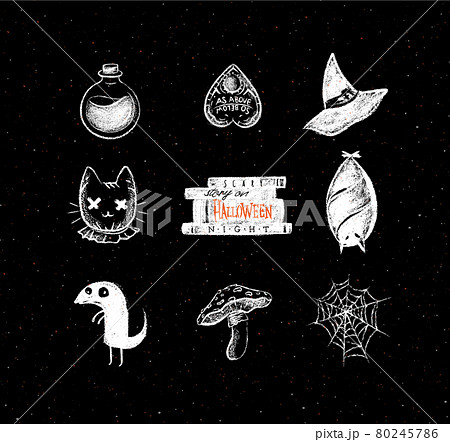 Halloween scary elements chalk 80245786