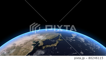 宇宙から見た地球と日本列島のイラスト素材