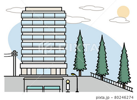 オフィスビルが建つ風景 3のイラスト素材