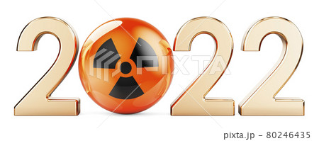 2022 with Radiation symbol. 3D rendering 80246435