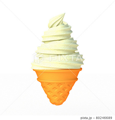 白い背景にバニラのソフトクリームのイラスト素材