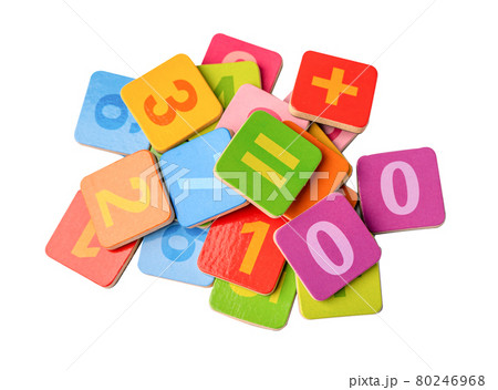 Math number colorful on white background, education study mathematics learning teach concept. 80246968