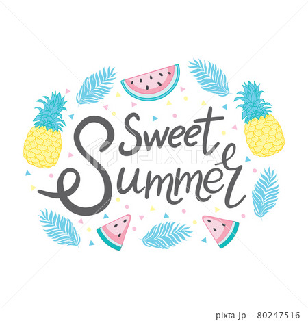 Hand lettered text "Summer". Calligraphic season inscription. Vector handwritten typography. 80247516