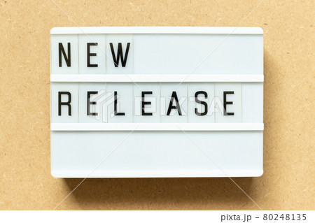 Lightbox with word new release on wood background Lightbox with word new release on wood background 80248135