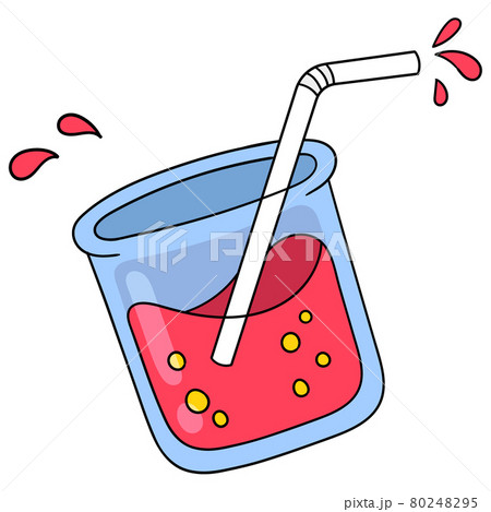 a glass of red syrup drink in summer. doodle icon drawing 80248295