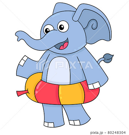 elephant wearing tires for swimming, doodle icon image kawaii elephant wearing tires for swimming, doodle icon image kawaii 80248304