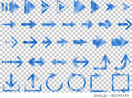 Watercolor style blue arrow set vector material Watercolor style blue arrow set vector material 80249149