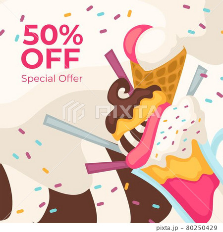 Ice cream 50 percent off, special offer on dessert 80250429