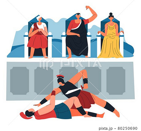 Gladiator fight and voting, roman performance 80250690