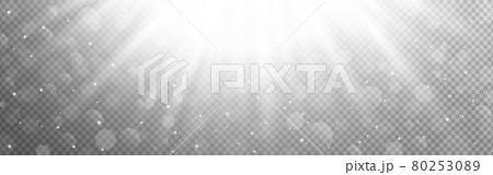 White lights. Light ray effect on transparent background. Realistic sunlight. Morning light with bright beams and bokeh. Vector illustration White lights. Light ray effect on transparent background. Realistic sunlight. Morning light with bright beams and bokeh. Vector illustration 80253089