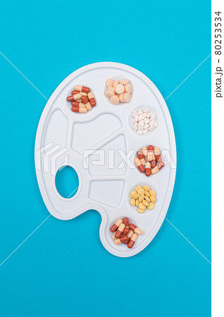 Pharmaceutical Industry and Medicinal Products - Different Colored Pills 80253534