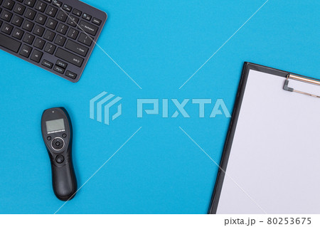 Digital Gadgets on Blue Table Digital Gadgets on Blue Table 80253675