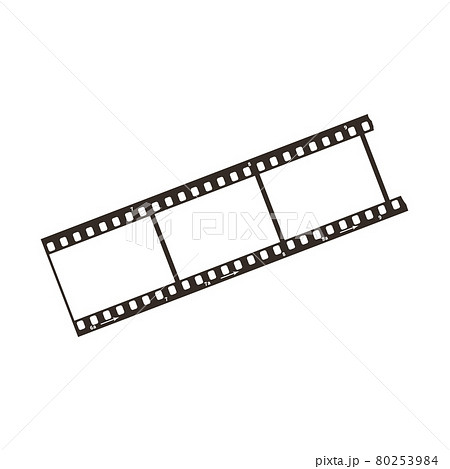 Three frames of dia positive 35mm film snip, simple black icon on white 80253984