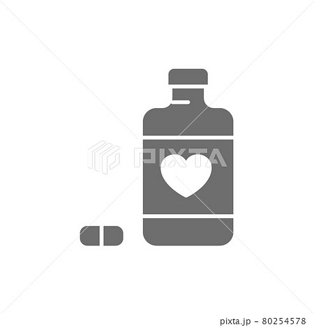 Heart disease pills grey icon. Isolated on white background Heart disease pills grey icon. Isolated on white background 80254578