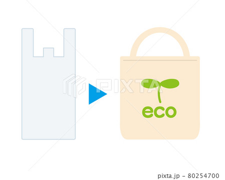 レジ袋からエコバッグへ変える マイバッグのイラスト素材 [80254700 ...