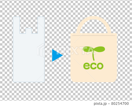 レジ袋からエコバッグへ変える マイバッグのイラスト素材