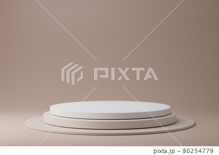 3d rendering of white circle podiums on pastel background. 3d rendering of white circle podiums on pastel background. 80254779