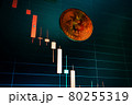Bitcoin cryptocurrency coin on the background of the chart 80255319