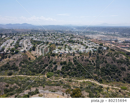 Aerial view of Mission City and Serra Mesa in San Diego County 80255694