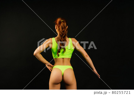 Female in studio, beautiful fitness sport woman's body is in underwear 80255721