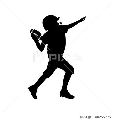 Silhouette of American football boy player throwing ball. Symbol sport. Silhouette of American football boy player throwing ball. Symbol sport. 80255775