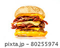 Big hamburger isolated on white background. Low angle view 80255974