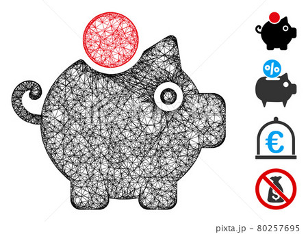 Piggy Bank Web Vector Mesh Illustration 80257695