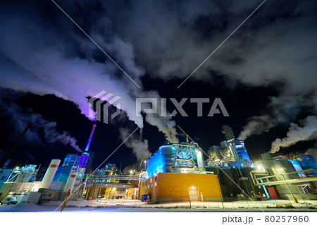 Factory at Night Air Pollution From Industrial Smoke Factory at Night Air Pollution From Industrial Smoke 80257960