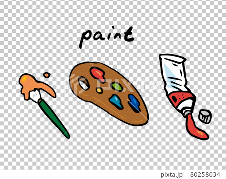 絵具や筆、パレットのイラストセット 絵具や筆、パレットのイラストセット 80258034