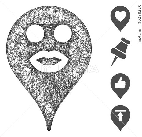 Kiss Smiley Map Marker Web Vector Mesh Illustration Kiss Smiley Map Marker Web Vector Mesh Illustration 80258220