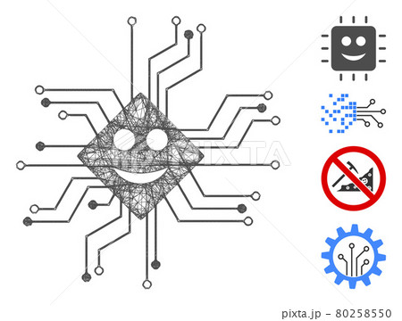 Happy Chip Circuit Web Vector Mesh Illustration 80258550