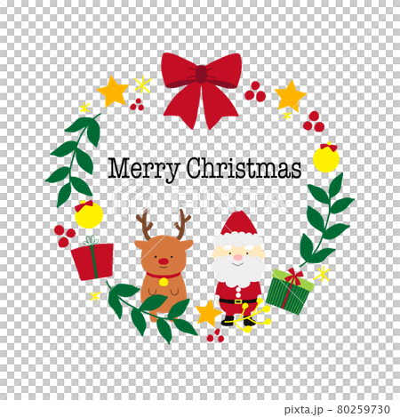 Santa and reindeer Christmas wreath frame design Santa and reindeer Christmas wreath frame design 80259730
