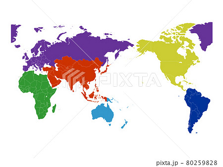 世界地図イラスト 地域色分けのイラスト素材