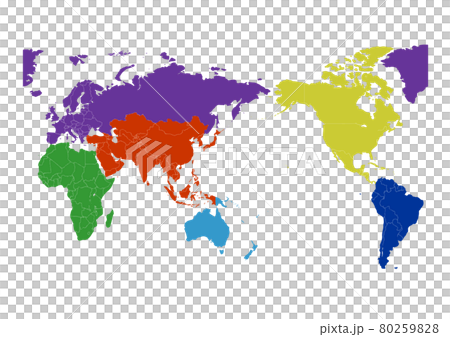 World Map Illustration-Regional Color Coding 80259828